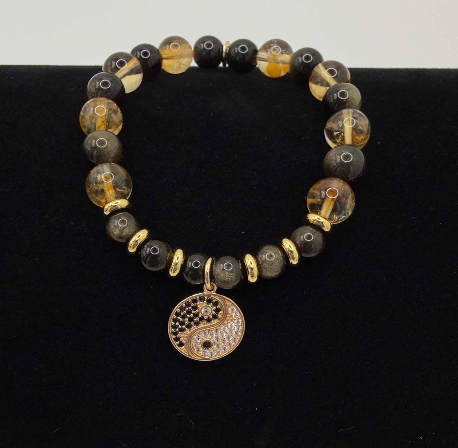 Yin Yang Bracelet with Golden Obsidian and Citrine beads balancing energy and personal power