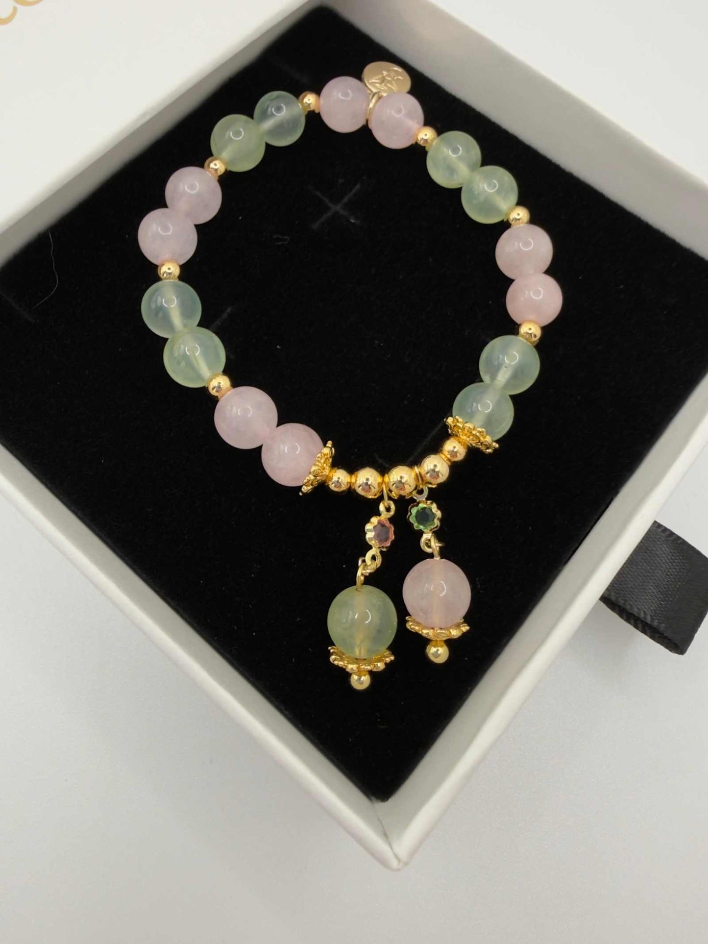 Seafoam Serenity Green Larimar Bracelet with polished beads and stretch design