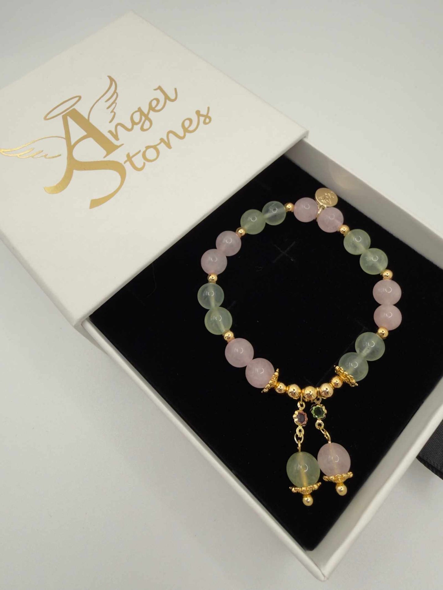 Seafoam Serenity Green Larimar Bracelet with polished green beads and stretchy design for everyday wear