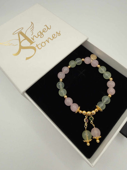Seafoam Serenity Green Larimar Bracelet with polished green beads and stretchy design for everyday wear