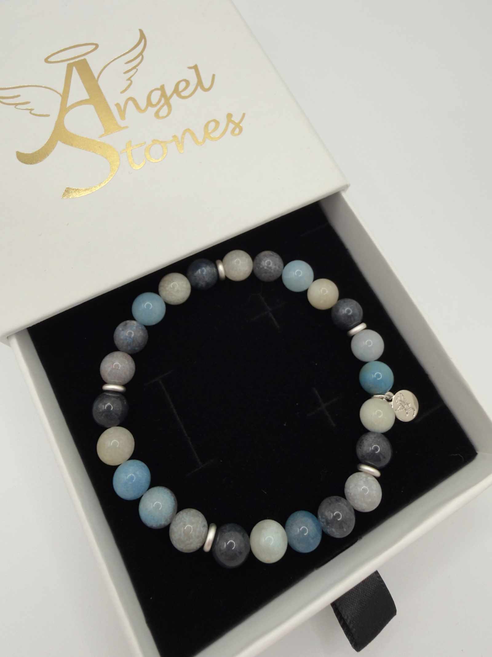 Seafoam Serenity Green Larimar Bracelet with polished blue-green beads and elegant accent bead