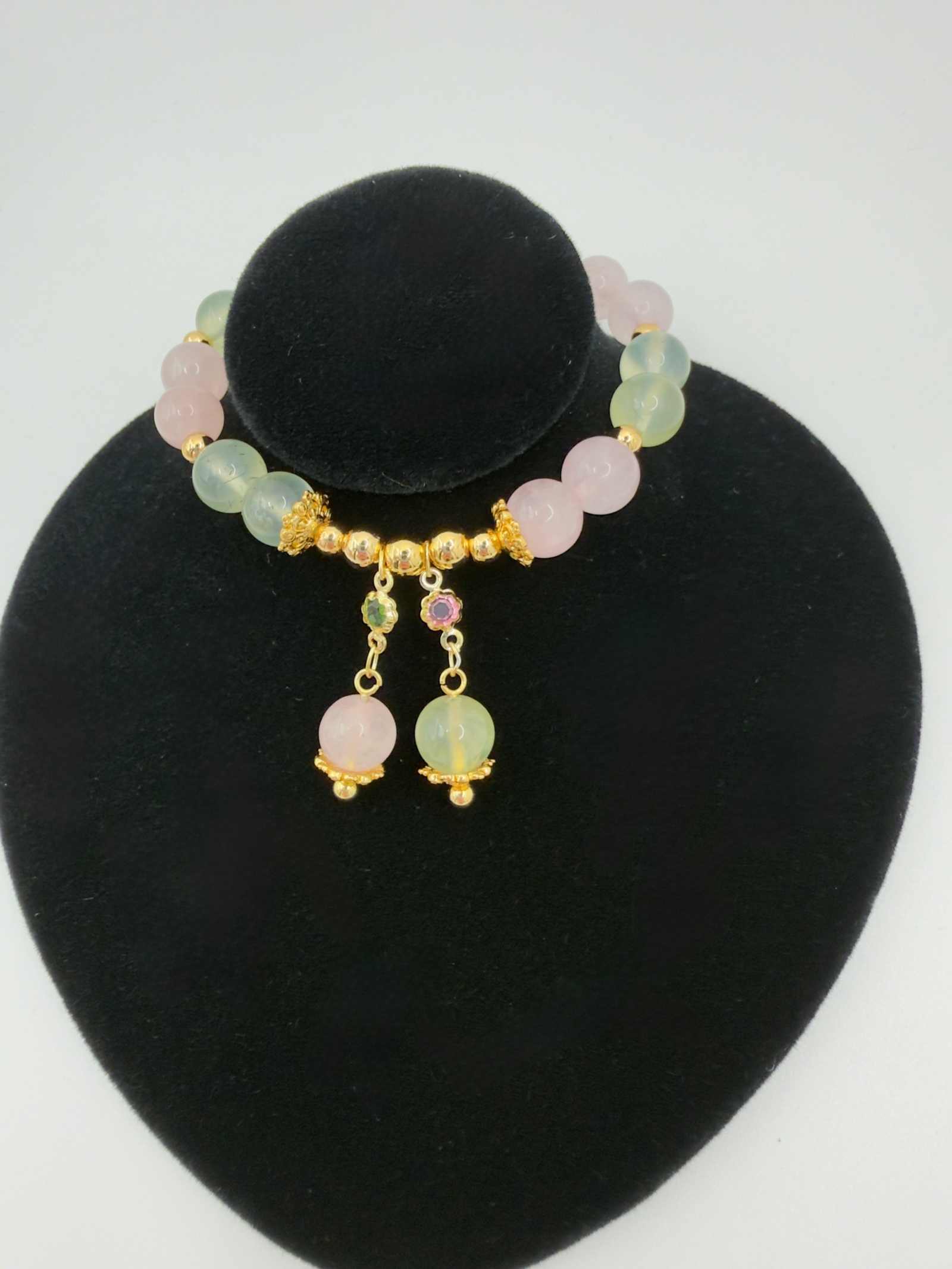 Seafoam Serenity Green Larimar Bracelet with polished beads and stretch design for everyday wear