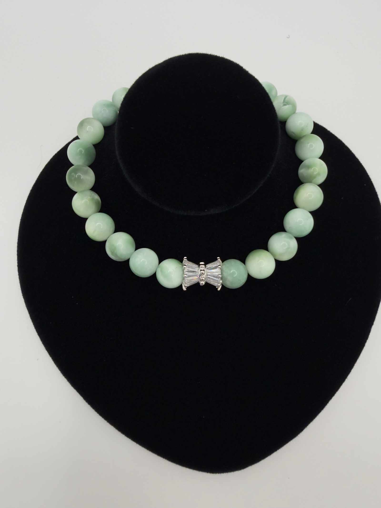 Seafoam Serenity Green Larimar Bracelet with polished green larimar beads and elegant charm