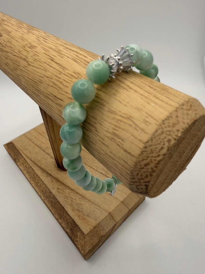Seafoam Serenity Green Larimar Bracelet with polished green beads and elegant charm gemstone accessory