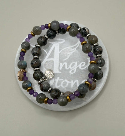 Angel Stones selenite charging plate with engraved wings and halo design for crystal cleansing and recharging