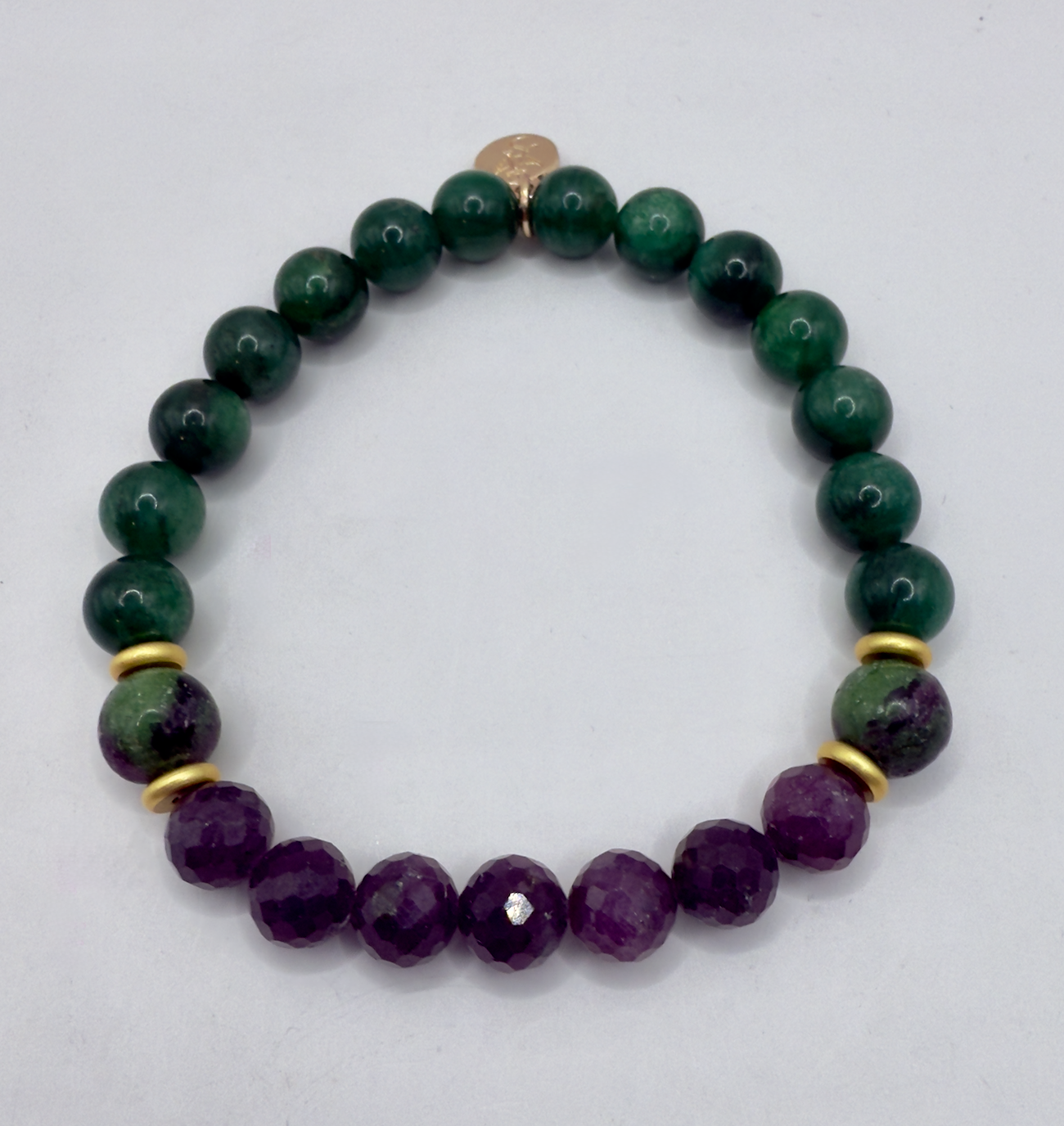 Wicked Bracelets Elphaba edition with emerald, ruby, and zoisite beads handcrafted for strength and confidence
