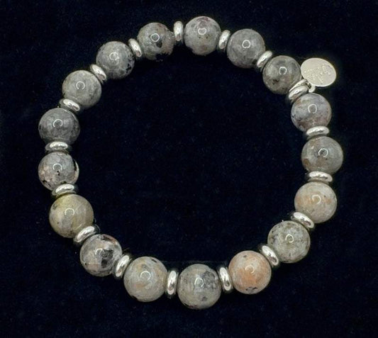 Yooperlite Bracelet featuring natural glowing beads from Michigan's Upper Peninsula with silver spacers